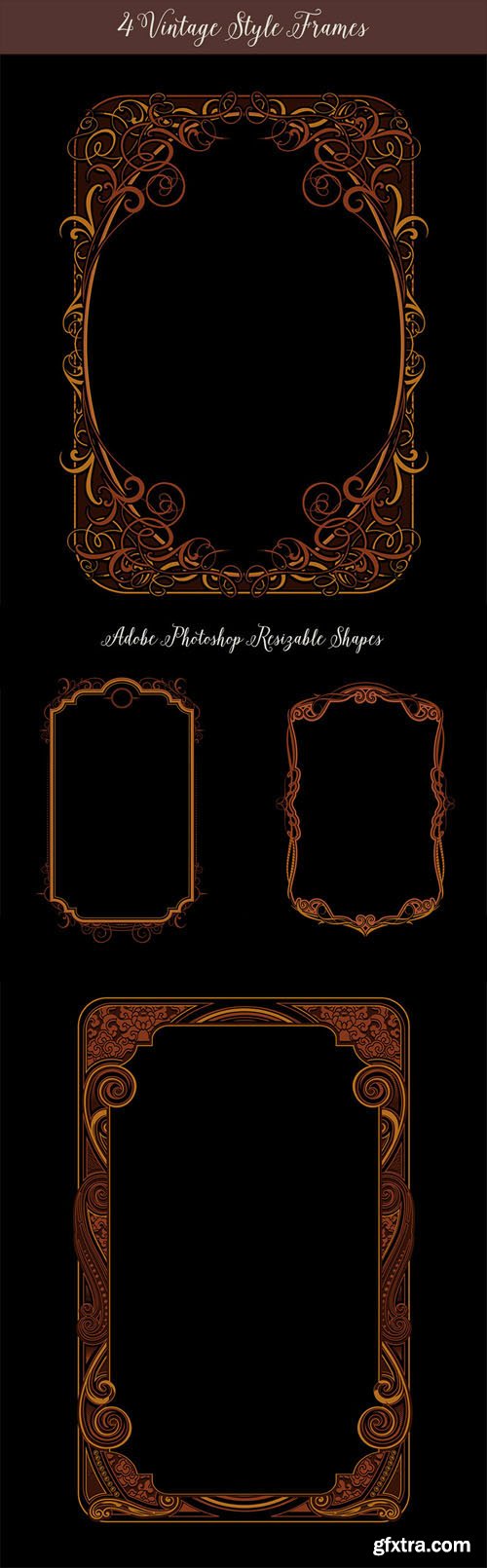 4 Ornamental Vintage Style Frames PSD Templates