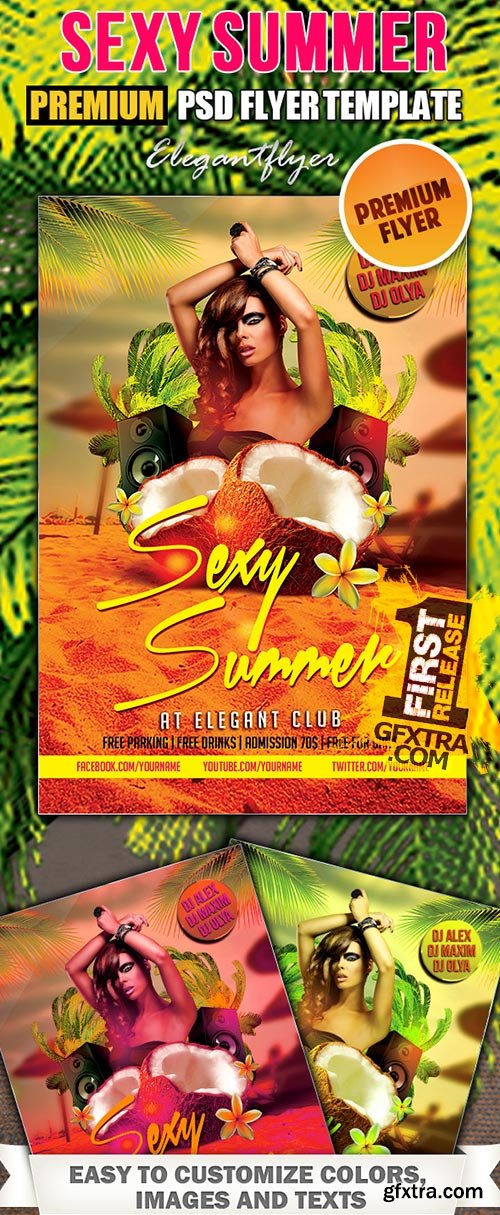 Sexy Summer Party PSD Flyer Templates + FB Cover