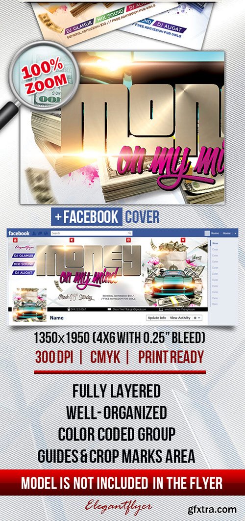 Money on my Mind Flyer PSD Template + FB Cover