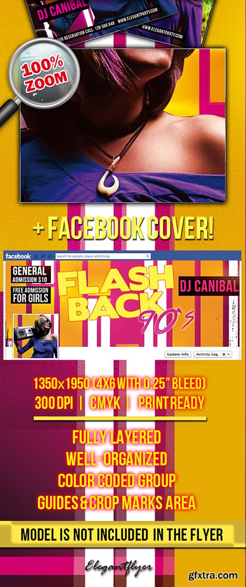 Flash Back 90?s PSD Flyer Templates + FB Cover