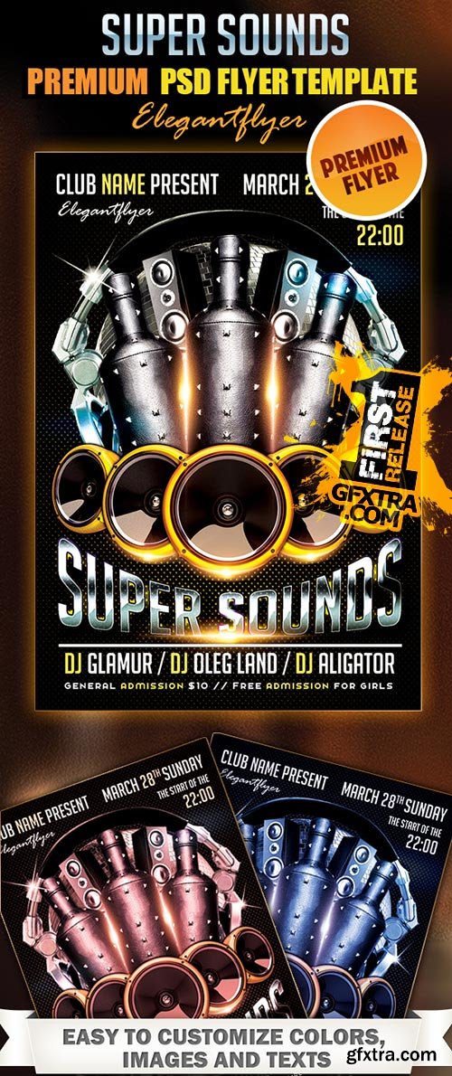 Super Sounds Flyer PSD Template + FB Cover