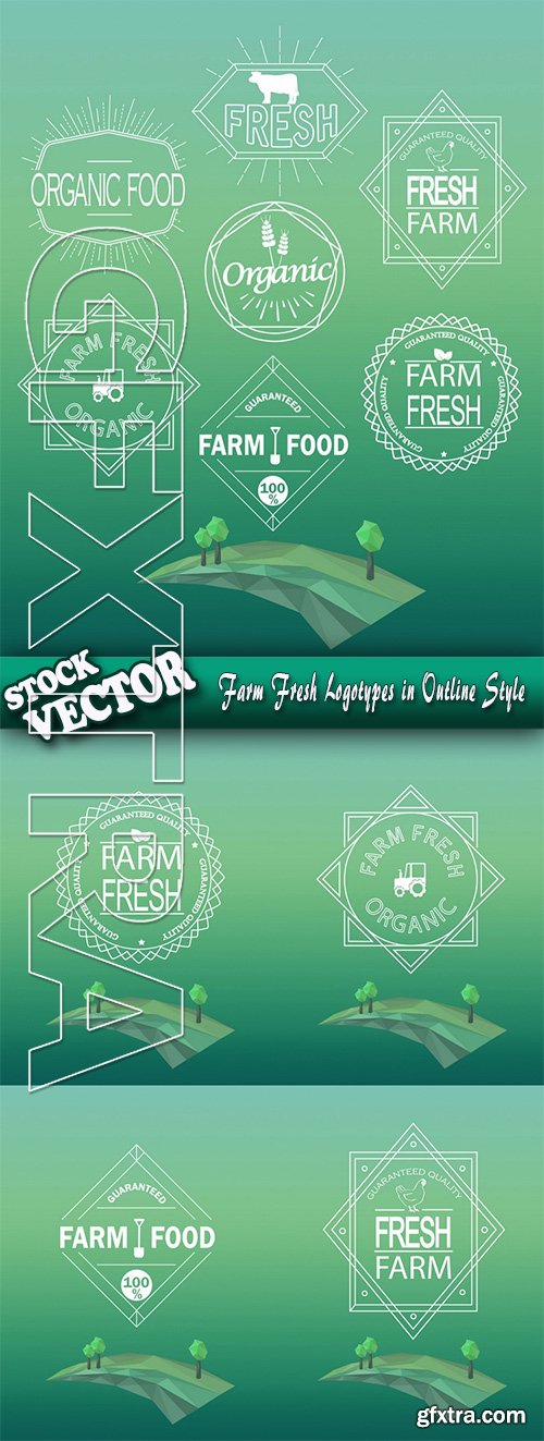 Stock Vector - Farm Fresh Logotypes in Outline Style