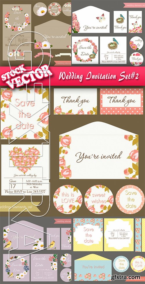 Stock Vector - Wedding Invitation Set#2