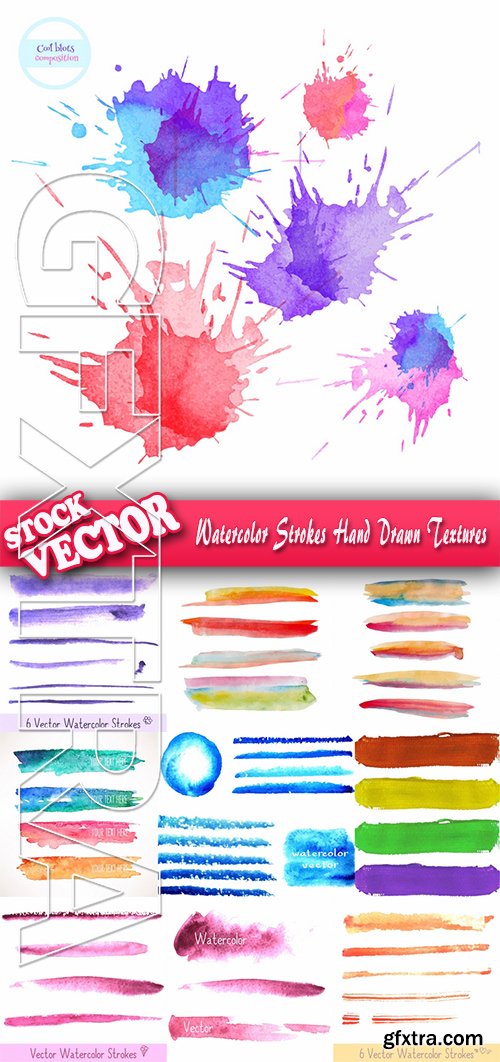 Stock Vector - Watercolor Strokes Hand Drawn Textures