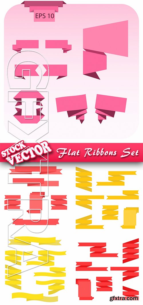 Stock Vector - Flat Ribbons Set