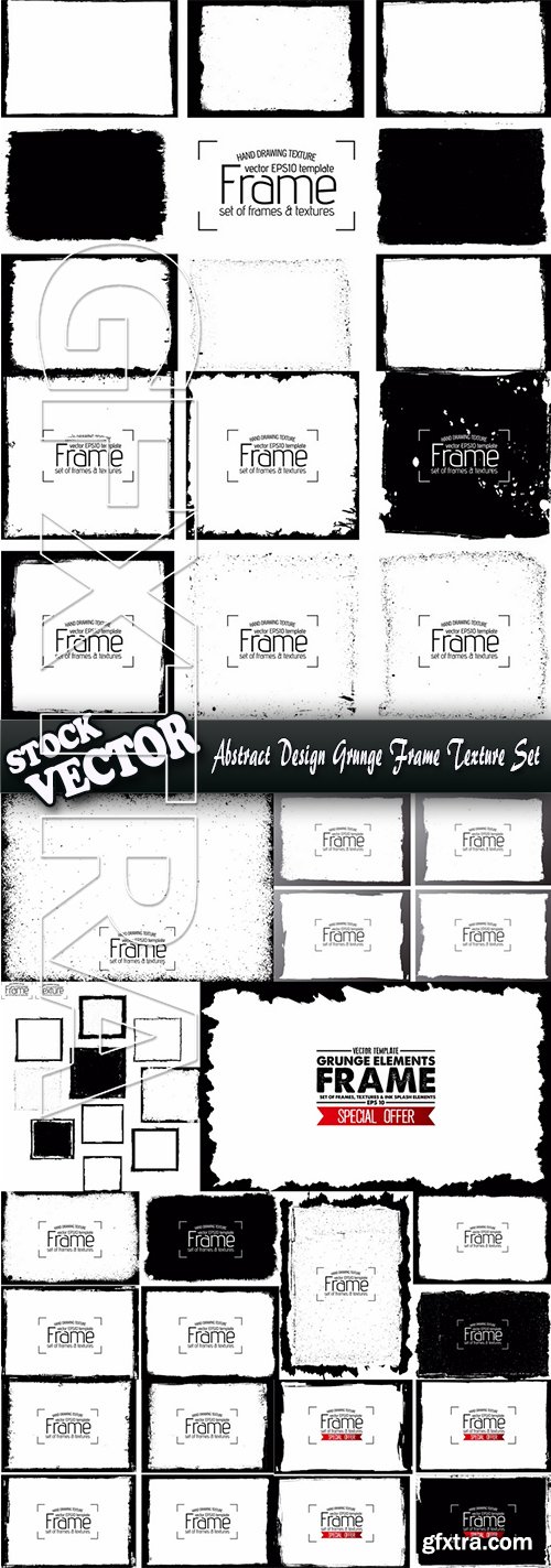 Stock Vector - Abstract Design Grunge Frame Texture Set