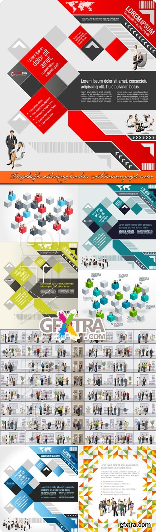 Template for advertising brochure with business people vector