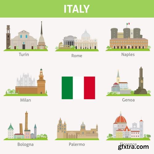 Stock Vector - World Famous Places,25EPS