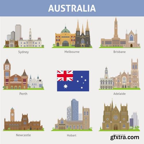 Stock Vector - World Famous Places,25EPS