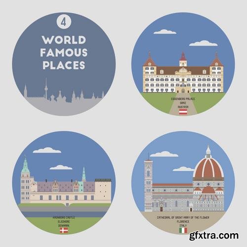 Stock Vector - World Famous Places,25EPS