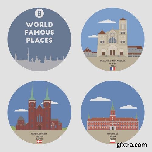 Stock Vector - World Famous Places,25EPS