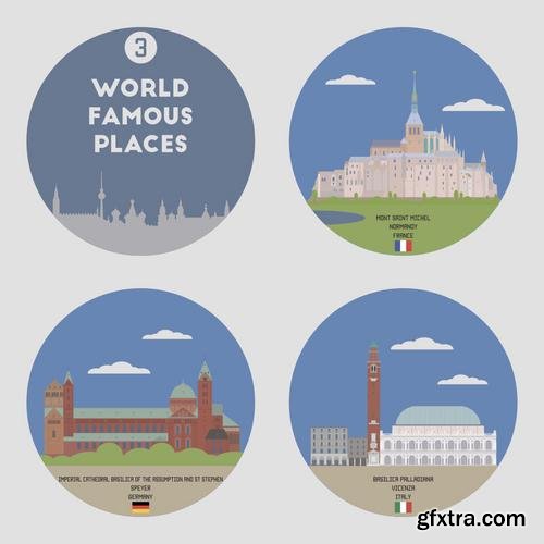 Stock Vector - World Famous Places,25EPS