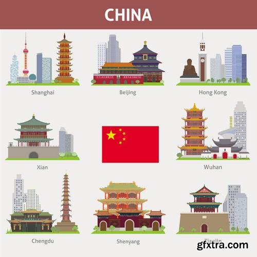 Stock Vector - World Famous Places,25EPS