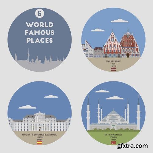 Stock Vector - World Famous Places,25EPS