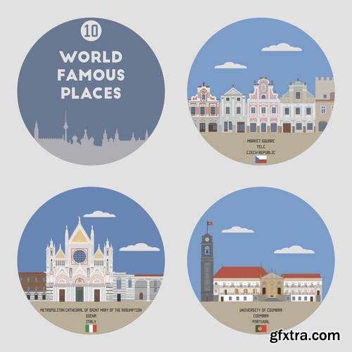 Stock Vector - World Famous Places,25EPS