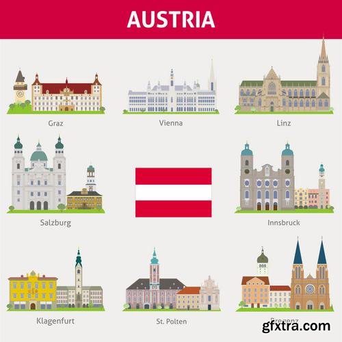 Stock Vector - World Famous Places,25EPS