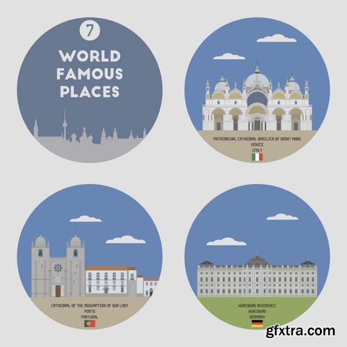 Stock Vector - World Famous Places,25EPS