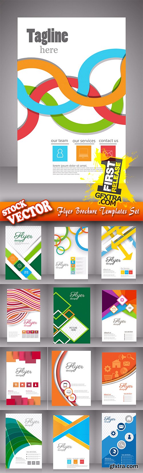 Stock Vector - Flyer Brochure Templates Set, 25EPS