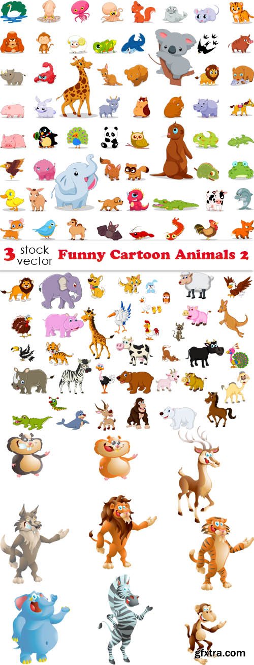 Vectors - Funny Cartoon Animals 2