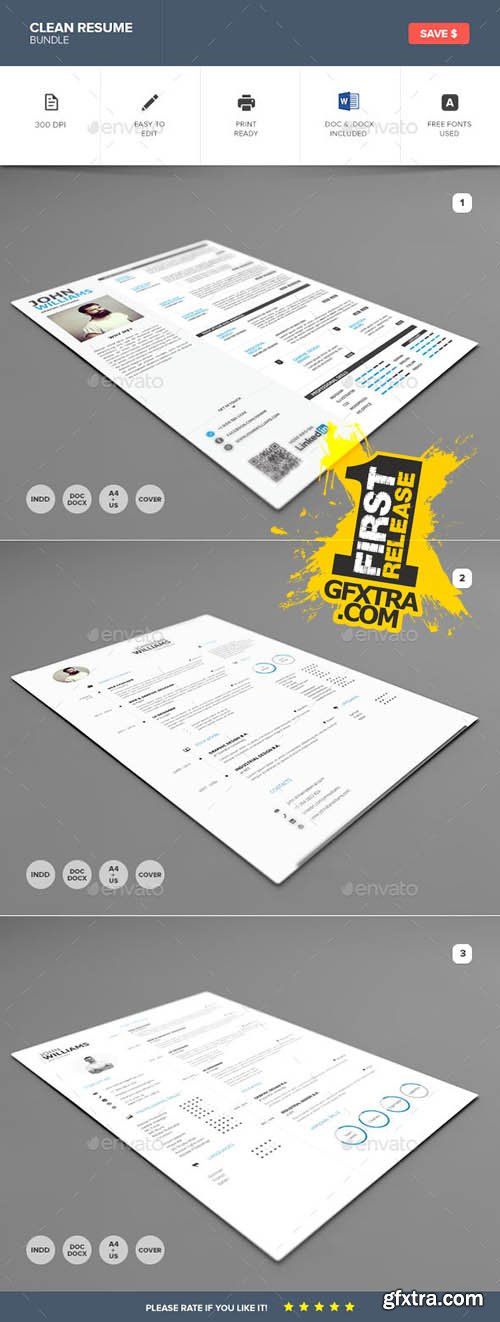 Clean Resume Bundle - GraphicRiver 10487979