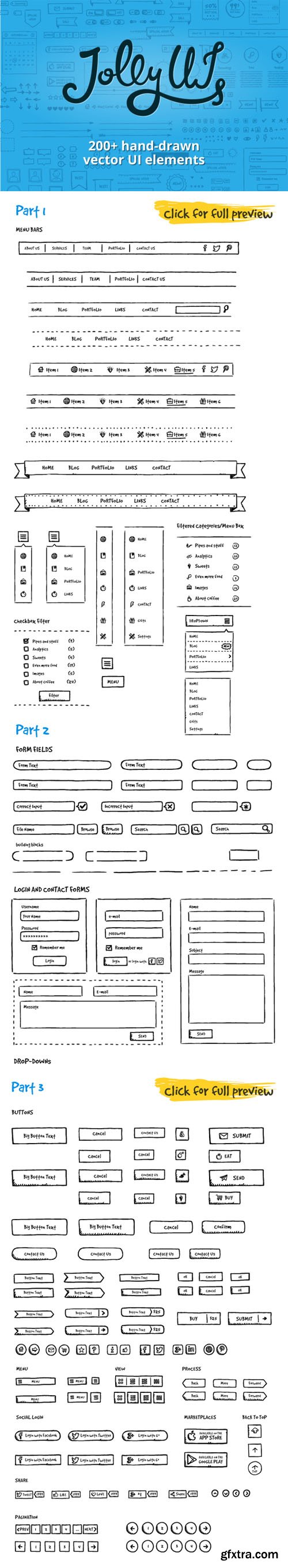 Jolly UI Kit: Hand-drawn UI elements - CM 23094