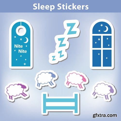 Collection of different icons sleep pillow bed space 25 Eps