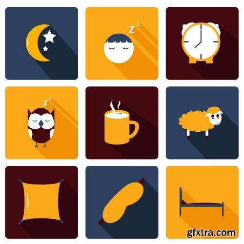 Collection of different icons sleep pillow bed space 25 Eps