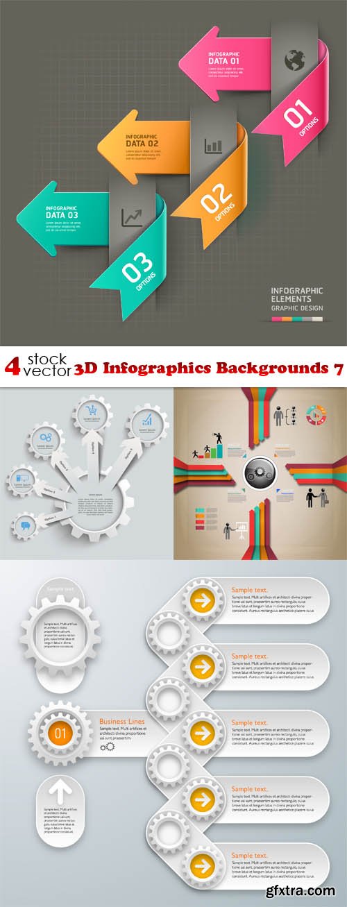 Vectors - 3D Infographics Backgrounds 7