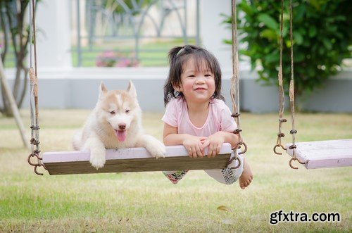 Children on a swing