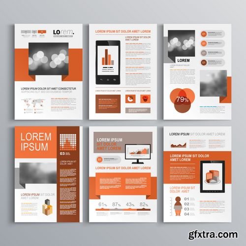 Vector - Classic Brochure Template Design with Red Geometric Stripe - Cover Layout and Infographics