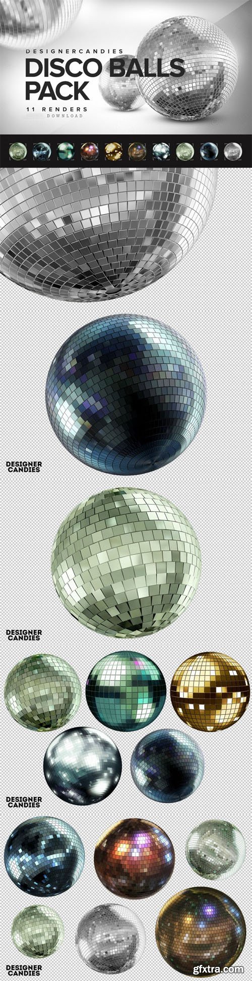 3D Disco Balls Transparent PNG