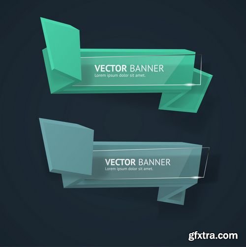 Vector Origami Banners Set