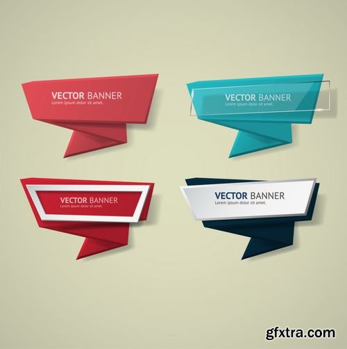 Vector Origami Banners Set