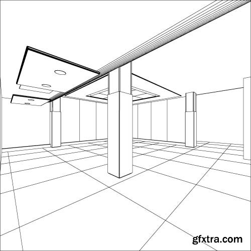 Architecture building room diagram 11x EPS