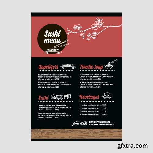 Menu template for cafes and restaurants 12x EPS