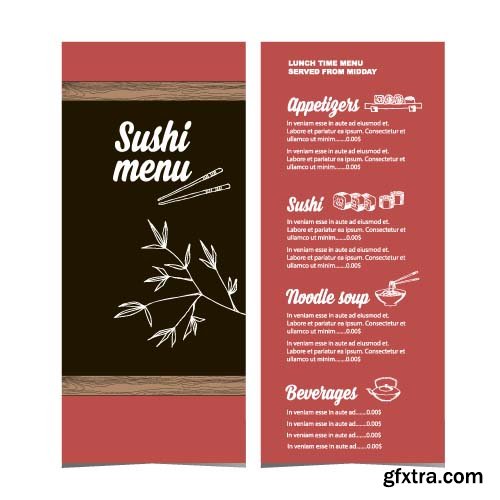 Menu template for cafes and restaurants 12x EPS