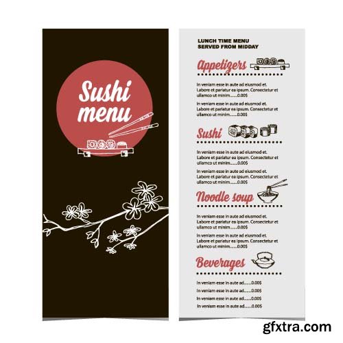 Menu template for cafes and restaurants 12x EPS