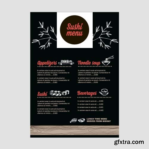 Menu template for cafes and restaurants 12x EPS