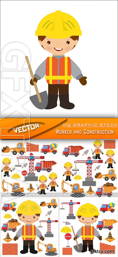 Stock Vector - Worker and Construction