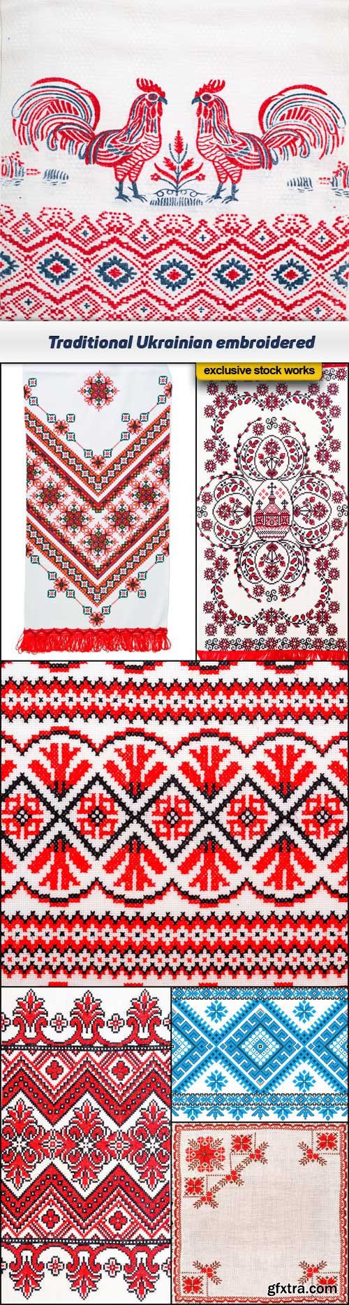 Traditional Ukrainian embroidered towel in red 7x JPEG