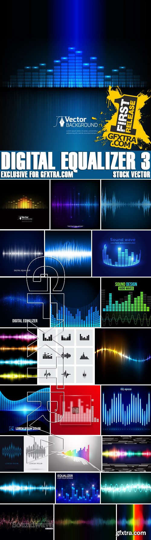 Stock Vectors - Digital equalizer 3, 25xEPS