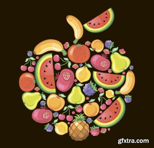 Fruits and vegetables vector illustration 7x EPS