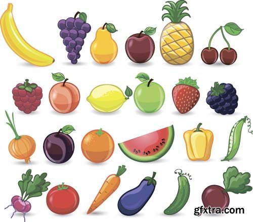 Fruits and vegetables vector illustration 7x EPS