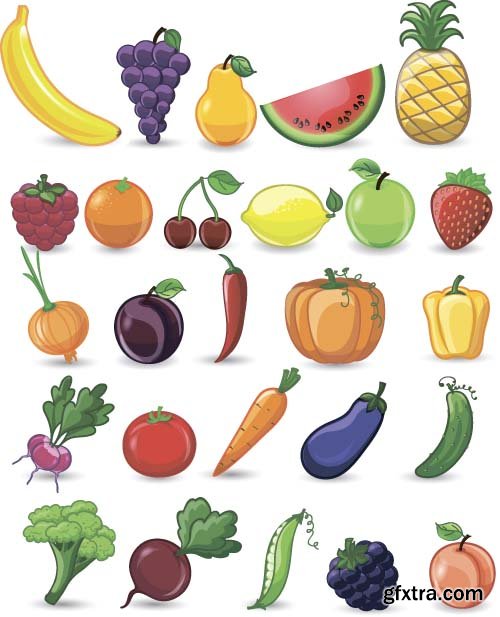 Fruits and vegetables vector illustration 7x EPS