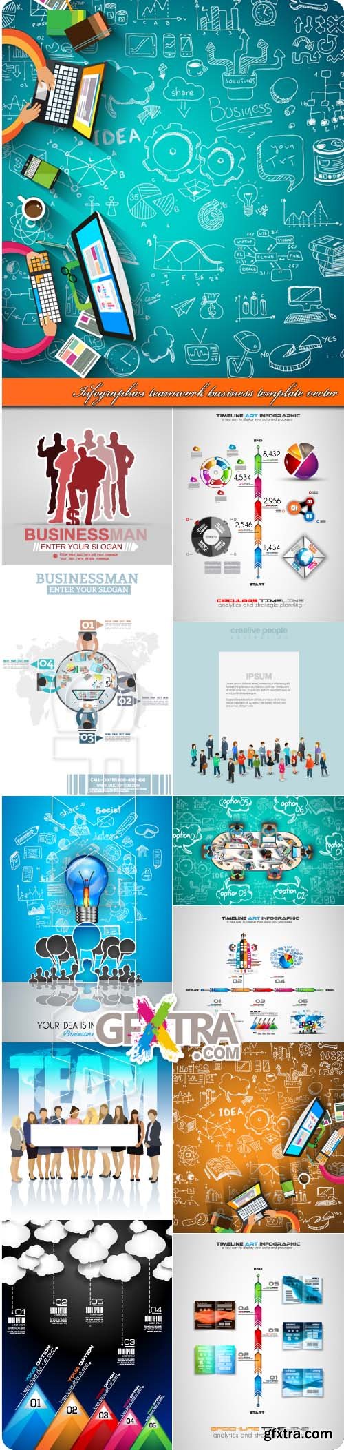 Infographics teamwork business template vector