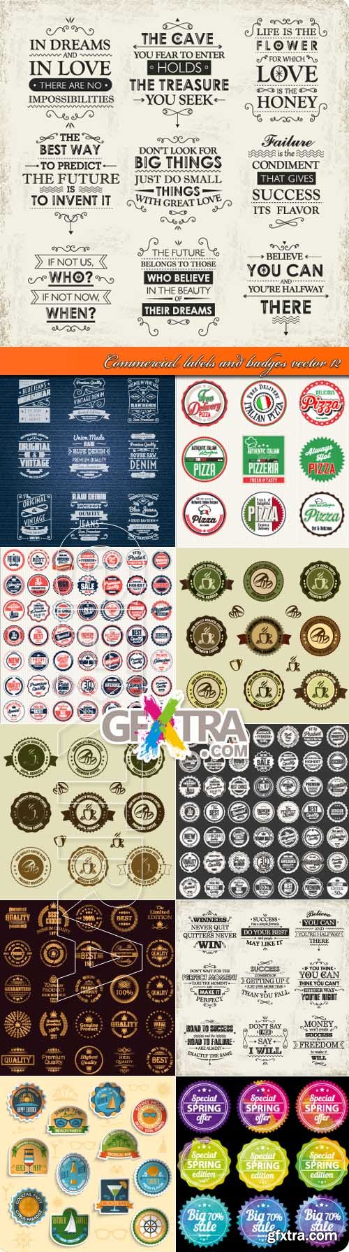 Commercial labels and badges vector 12