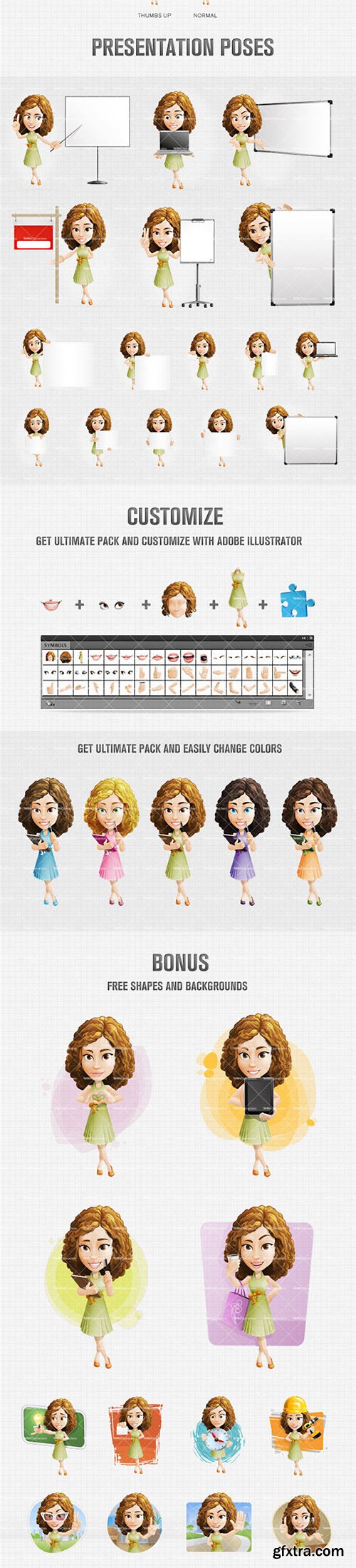 Curly Girl Cartoon Character Ultimate Set