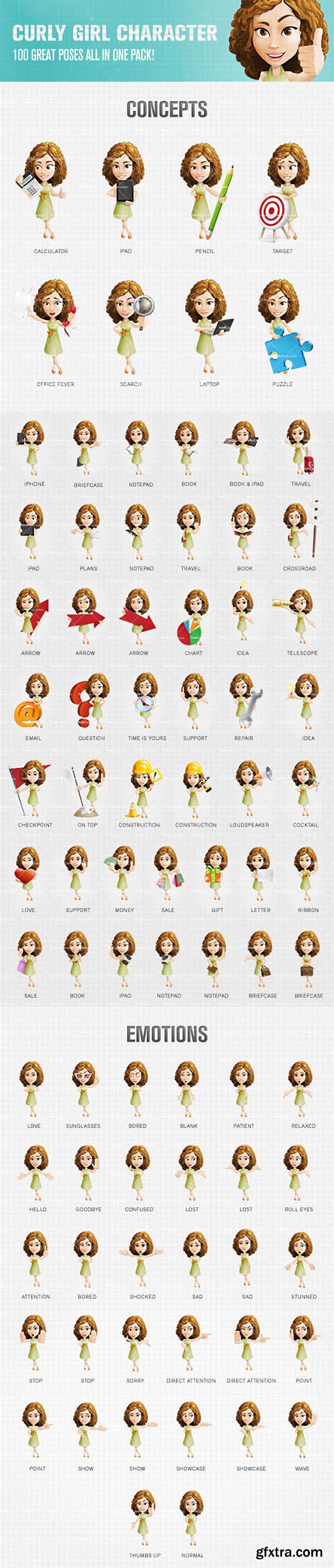 Curly Girl Cartoon Character Ultimate Set