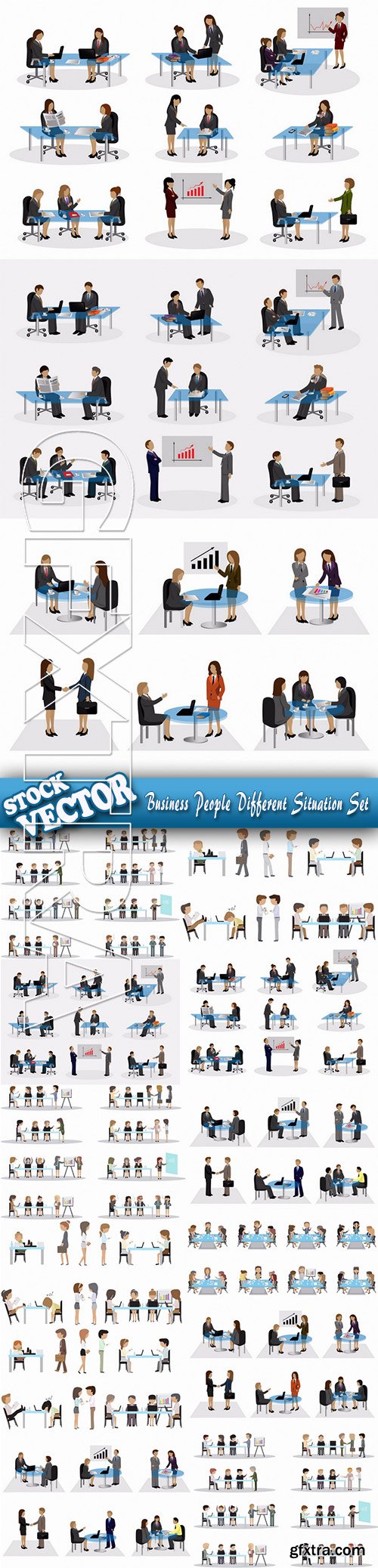 Stock Vector - Business People Different Situation Set