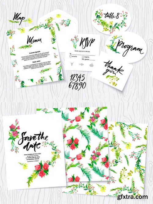 Wedding watercolor floral kit